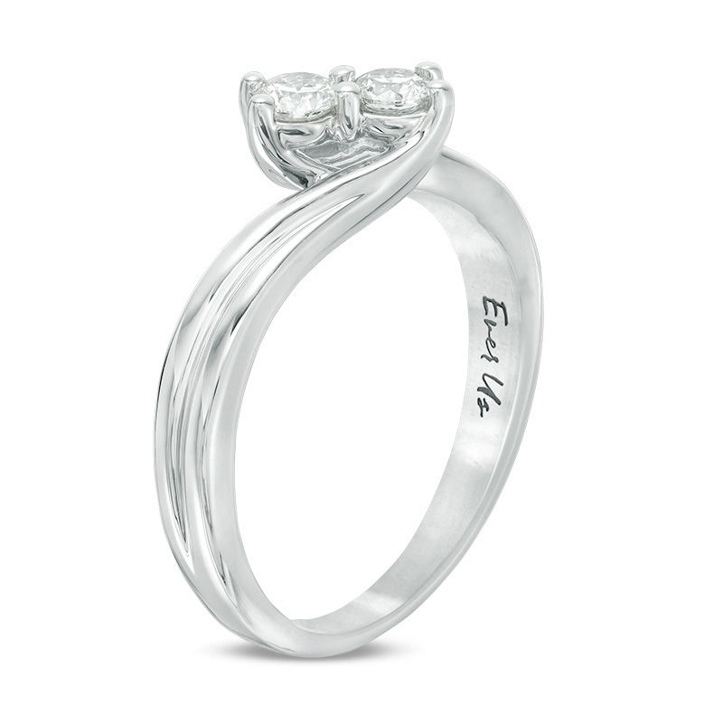 Main Image 2 of Ever Us® 1/3 CT. T.W. Two-Stone Diamond Bypass Ring in 14K White Gold