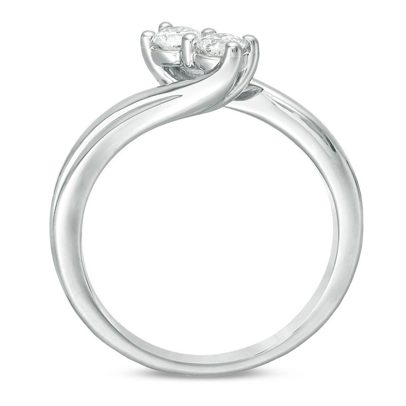 Main Image 3 of Ever Us® 1/3 CT. T.W. Two-Stone Diamond Bypass Ring in 14K White Gold