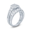 Thumbnail Image 2 of 1/5 CT. T.W. Emerald-Shaped Multi-Diamond Frame Geometric Shank Bridal Set in Sterling Silver