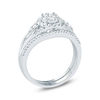 Thumbnail Image 1 of 1/2 CT. T.W. Composite Diamond Flower Frame Petal-Sides Bridal Set in 10K White Gold