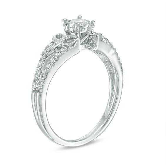 1/3 CT. T.w. Diamond Celtic Knots Split Shank Engagement Ring in 10K White Gold