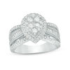 Thumbnail Image 1 of 1 CT. T.W. Composite Diamond Pear-Shaped Frame Multi-Row Engagement Ring in 14K White Gold