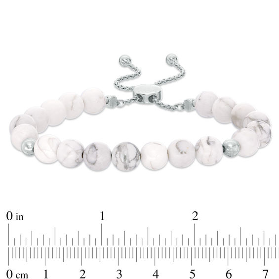 8.0mm Howlite Bead Bolo Bracelet in Sterling Silver - 9.0"