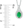 Thumbnail Image 3 of Oval Lab-Created Emerald and White Sapphire Frame Pendant and Ring Set in Sterling Silver - Size 7