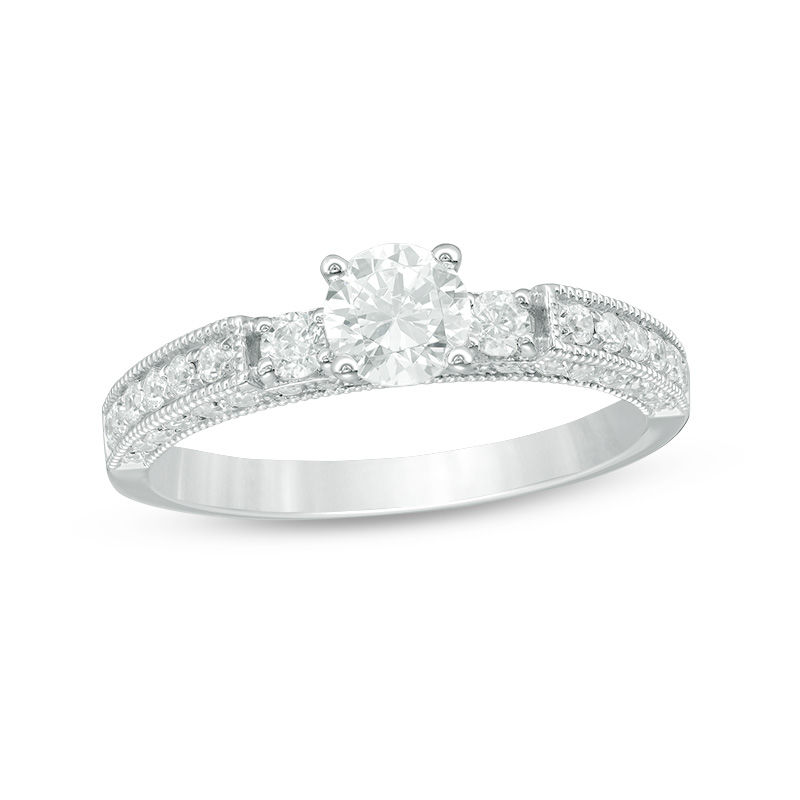 1 CT. T.W. Diamond Vintage-Style Engagement Ring in 14K White Gold