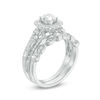 Thumbnail Image 1 of 1-1/5 CT. T.W. Diamond Cushion Frame Bridal Set in 14K White Gold