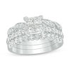 Thumbnail Image 1 of 1-1/6 CT. T.W. Quad Princess-Cut Diamond Three Piece Bridal Set in 14K White Gold