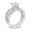 Thumbnail Image 2 of 1-1/6 CT. T.W. Quad Princess-Cut Diamond Three Piece Bridal Set in 14K White Gold