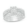 Thumbnail Image 1 of 1 CT. T.W. Diamond Cushion Frame Three Piece Bridal Set in 14K White Gold