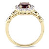 Thumbnail Image 2 of Oval Garnet, White Topaz and Diamond Accent Frame Ring in 14K Gold