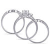 Thumbnail Image 1 of Lab-Created White Sapphire and 1/4 CT. T.W. Diamond Three Stone Three Piece Bridal Set in 10K White Gold