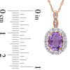 Thumbnail Image 3 of Oval Amethyst, White Topaz and Diamond Accent Frame Pendant in 14K Rose Gold – 17&quot;