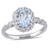 Thumbnail Image 1 of Oval Aquamarine, White Topaz and Diamond Accent Frame Ring in 14K White Gold