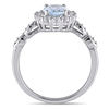 Thumbnail Image 3 of Oval Aquamarine, White Topaz and Diamond Accent Frame Ring in 14K White Gold