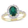 Thumbnail Image 1 of Oval Lab-Created Emerald, White Topaz and Diamond Accent Frame Ring in 14K Gold