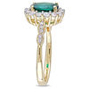 Thumbnail Image 1 of Oval Lab-Created Emerald, White Topaz and Diamond Accent Frame Ring in 14K Gold