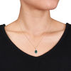 Thumbnail Image 1 of Oval Lab-Created Emerald, White Topaz and Diamond Accent Frame Pendant in 14K Gold – 17"