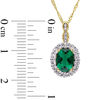 Thumbnail Image 2 of Oval Lab-Created Emerald, White Topaz and Diamond Accent Frame Pendant in 14K Gold – 17"