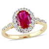 Thumbnail Image 0 of Oval Lab-Created Ruby, White Topaz and Diamond Accent Frame Ring in 14K Gold