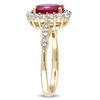 Thumbnail Image 1 of Oval Lab-Created Ruby, White Topaz and Diamond Accent Frame Ring in 14K Gold