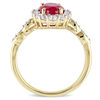 Thumbnail Image 2 of Oval Lab-Created Ruby, White Topaz and Diamond Accent Frame Ring in 14K Gold