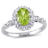 Thumbnail Image 1 of Oval Peridot, White Topaz and Diamond Accent Frame Ring in 14K White Gold