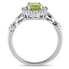 Thumbnail Image 3 of Oval Peridot, White Topaz and Diamond Accent Frame Ring in 14K White Gold