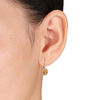 Thumbnail Image 1 of Oval Citrine, White Topaz and Diamond Accent Frame Drop Earrings in 14K Gold