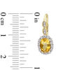 Thumbnail Image 2 of Oval Citrine, White Topaz and Diamond Accent Frame Drop Earrings in 14K Gold