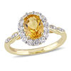 Thumbnail Image 0 of Oval Citrine, White Topaz and Diamond Accent Frame Ring in 14K Gold