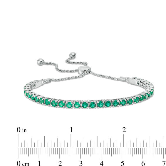 Lab-Created Emerald Line Bolo Bracelet in Sterling Silver - 9.5"