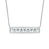 Thumbnail Image 2 of Vera Wang Love Collection Princess-Cut Blue Sapphire and 1/4 CT. T.W. Diamond Bar Necklace in 14K White Gold - 19"