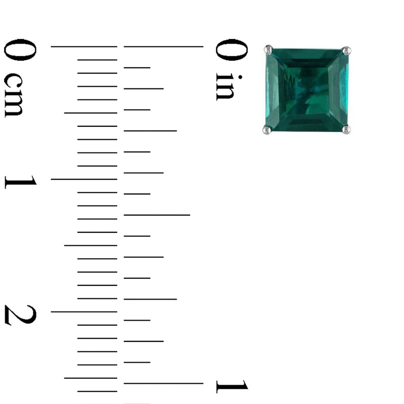 Main Image 3 of 6.0mm Princess-Cut Lab-Created Emerald Stud Earrings in 10K White Gold