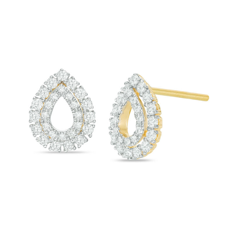 3 8 Ct T W Diamond Open Teardrop Stud Earrings In 14k Gold Zales