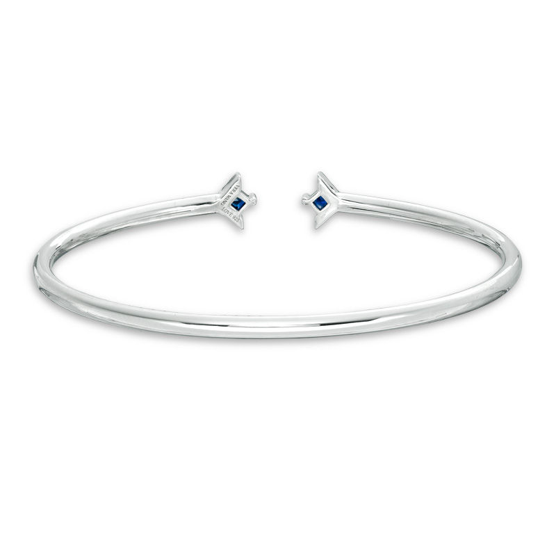 Main Image 2 of Vera Wang Love Collection Princess-Cut Blue Sapphire and Diamond Accent Flex Bangle in Sterling Silver - 7.5"