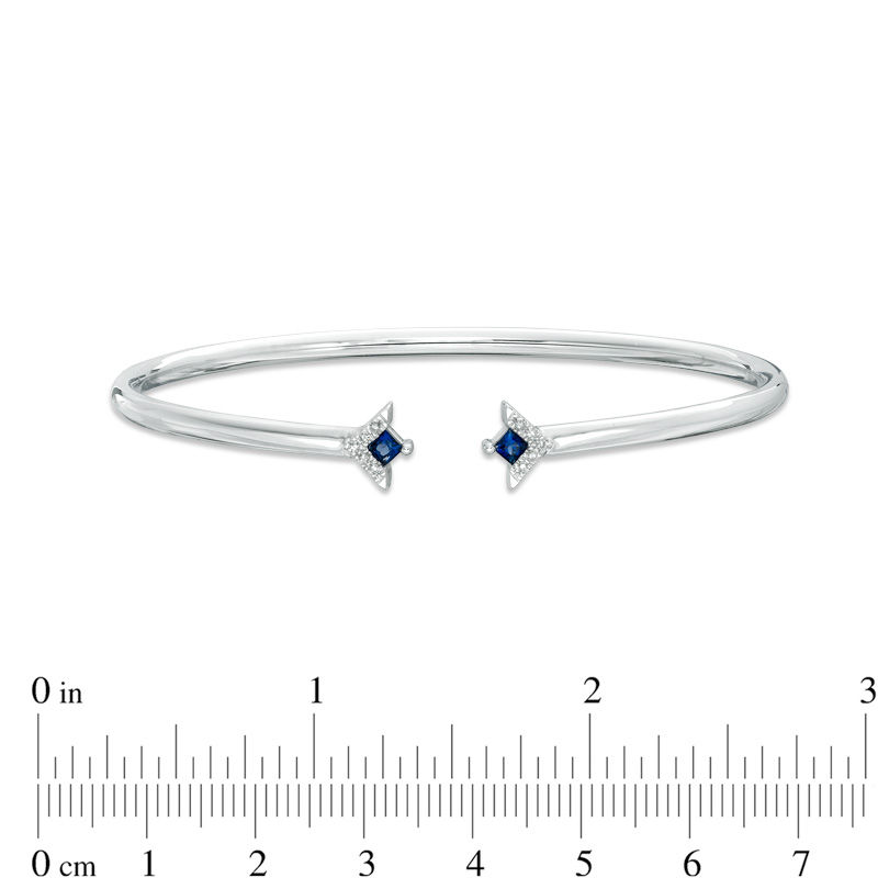 Main Image 3 of Vera Wang Love Collection Princess-Cut Blue Sapphire and Diamond Accent Flex Bangle in Sterling Silver - 7.5"