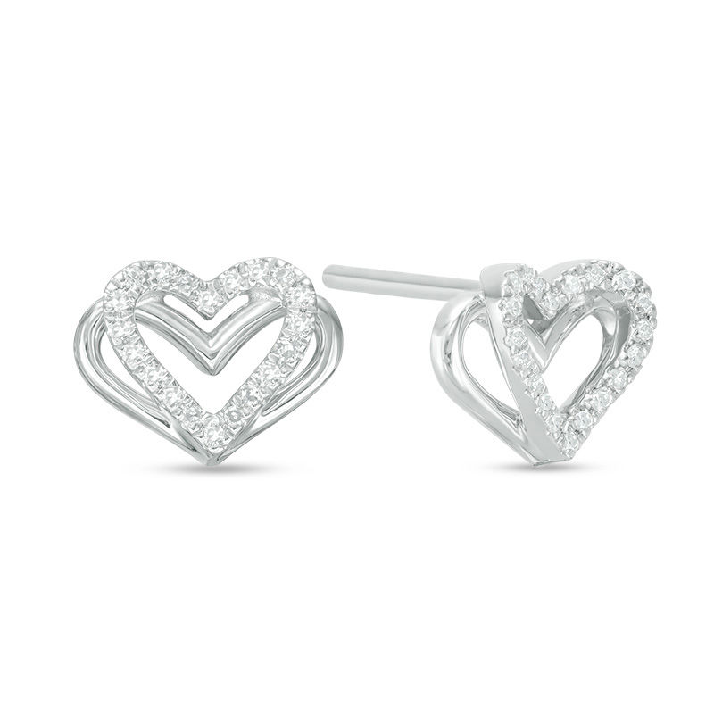 The Kindred Heart from Vera Wang Love Collection 1/10 CT. T.W. Diamond Mini Stud Earrings in Sterling Silver