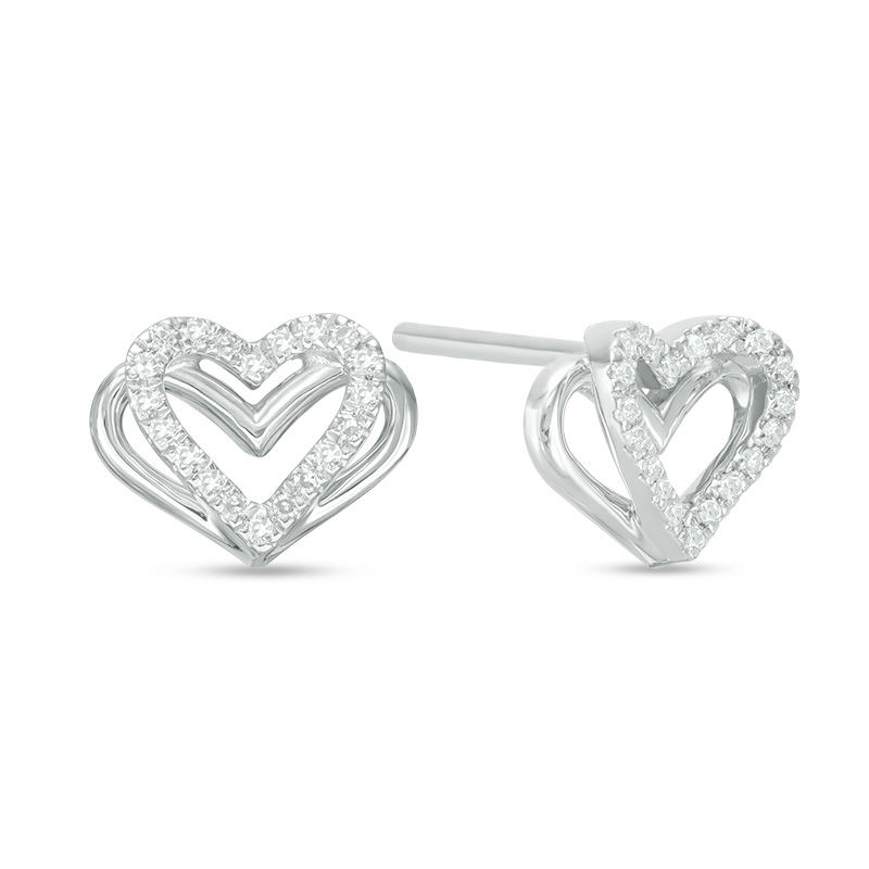 Main Image 1 of The Kindred Heart from Vera Wang Love Collection 1/10 CT. T.W. Diamond Mini Stud Earrings in Sterling Silver