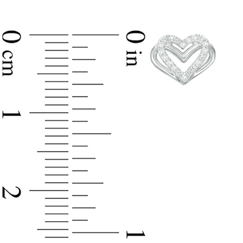 Main Image 3 of The Kindred Heart from Vera Wang Love Collection 1/10 CT. T.W. Diamond Mini Stud Earrings in Sterling Silver