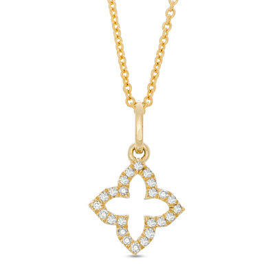 14k Yellow Gold Small Quatrefoil Design Necklace Chain Slide Pendant Charm Fine Jewelry Gifts For Women For Her 