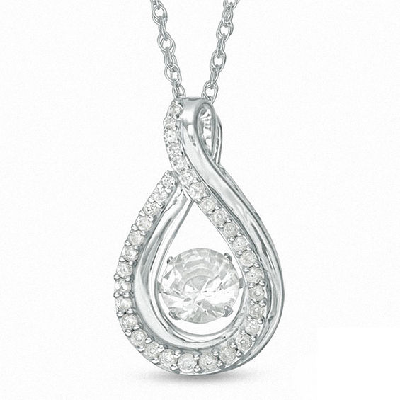 6.0mm Lab Created White Sapphire Teardrop Pendant in Sterling Silver Zales