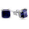 Thumbnail Image 1 of 6.0mm Emerald-Cut Lab-Created Blue Sapphire Stud Earrings in 10K White Gold