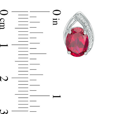 Oval Lab Created Ruby and White Sapphire Teardrop Stud Earrings in Sterling Silver Zales
