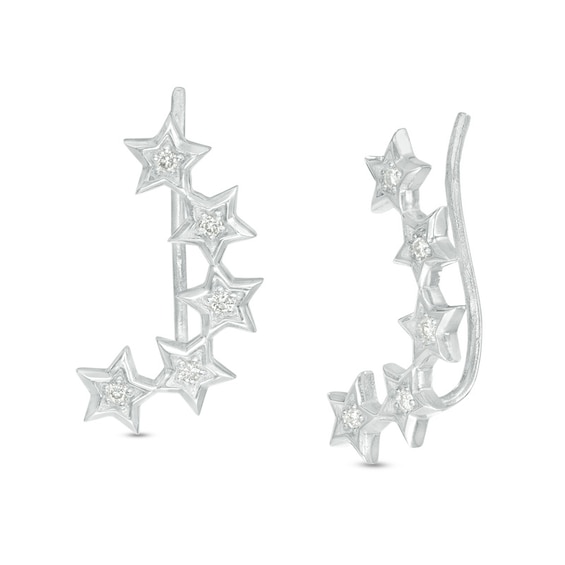 1/8 CT. T.w. Diamond Five Star Crawler Earrings in Sterling Silver