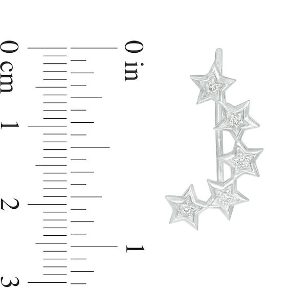 1/8 CT. T.w. Diamond Five Star Crawler Earrings in Sterling Silver