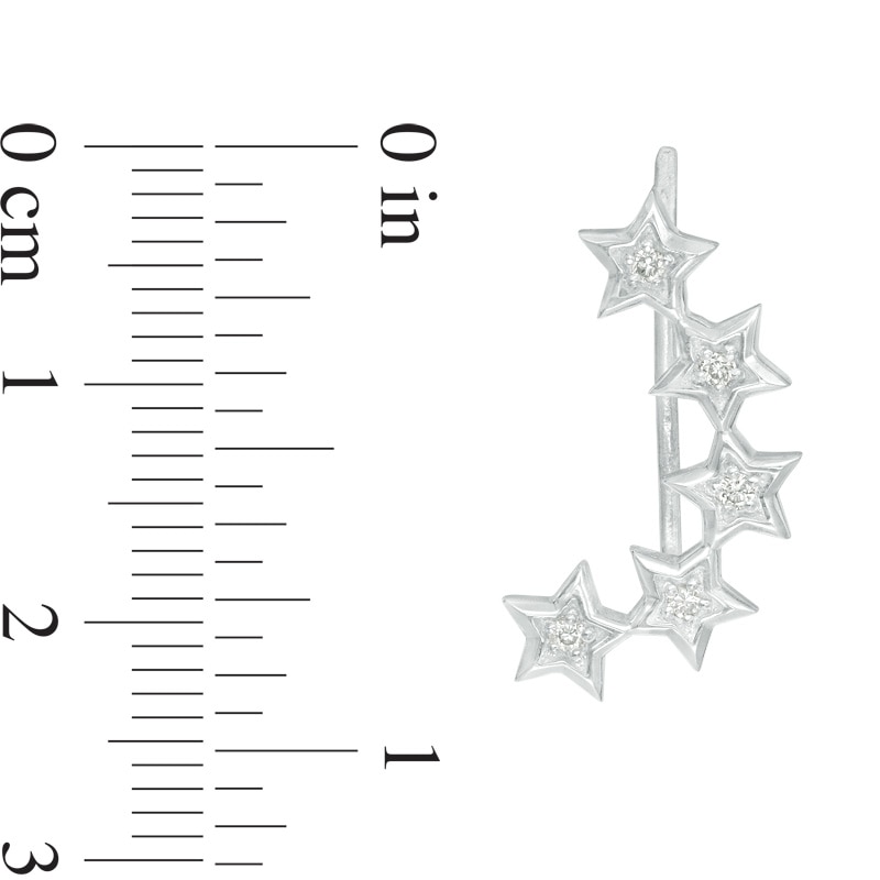 Main Image 2 of 1/8 CT. T.W. Diamond Five Star Crawler Earrings in Sterling Silver