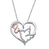 Thumbnail Image 0 of Open Hearts by Jane Seymour™ Diamond Accent Dove Heart Pendant in Sterling Silver and 10K Rose Gold