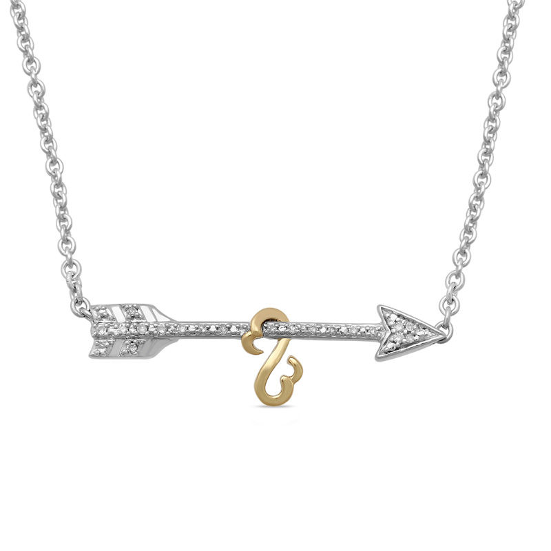 Open Hearts by Jane Seymour™ Diamond Accent Arrow Necklace in Sterling Silver and 10K Gold - 17"