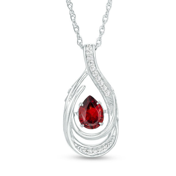 Unstoppable Love™ Pear-Shaped Garnet and Lab-Created White Sapphire Loop Pendant in Sterling Silver Unstoppable Love™ Pear-Shaped Garnet and Lab-Created White Sapphire Loop Pendant in Sterling Silver