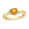 Thumbnail Image 0 of 6.0mm Heart-Shaped Citrine and Diamond Accent Split Shank Ring in 10K Gold